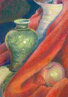 Red Cloth, Green Vase